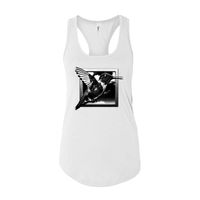 Ladies Racerback Tank, White, Bird