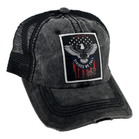 Divided We Fall - Tattered Grey w/Black Mesh Trucker Hat