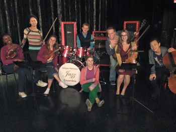 Glee band on set
