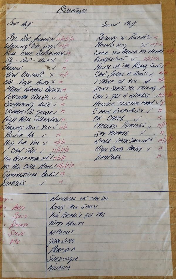 Our set list from 1964/65