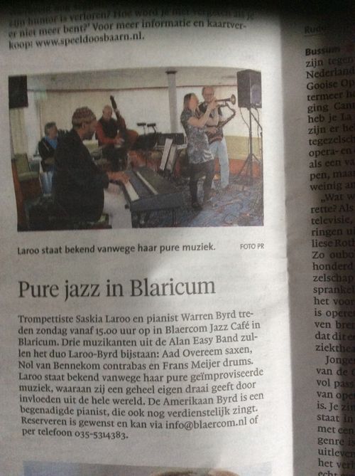 Saskia Laroo brengt pure jazz in Blaricum