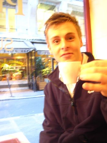 Chris and his first espresso.
