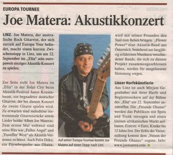 Joe Matera : 'Akustikkonzert' TIPS (AUSTRIA) Sept.12, 2012
