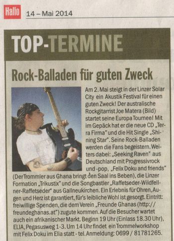 'Rock-Balladen für guten Zweck' - Hallo, 14 May, 2014 (AUSTRIA)
