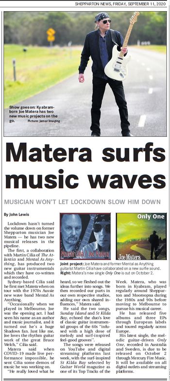 'Matera Surfs Music Waves' - Shepparton News - Sept. 11, 2020 (Australia)
