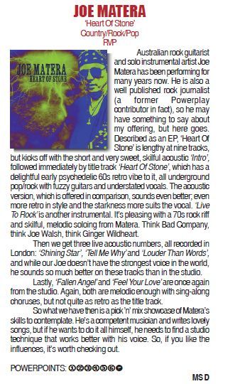 'Heart Of Stone' EP CD review - Powerplay magazine, Nov. 2017 (UK)
