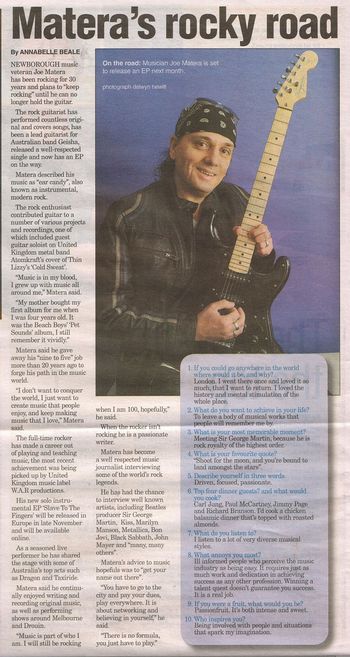 'Matera's Rocky Road' LaTrobe Valley Express, Oct. 13, 2011 (AUSTRALIA)
