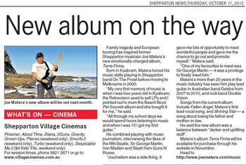 'New Album On The Way' -Shepparton News, Oct. 17, 2013 (AUSTRALIA)
