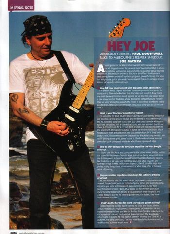 'Hey Joe' - Australian Guitar magazine, #102 April, 2014 (AUSTRALIA)
