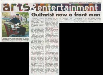 'Guitarist Now A Front Man' - Warragul And Drouin Gazette, Nov. 10, 2015 (AUS)
