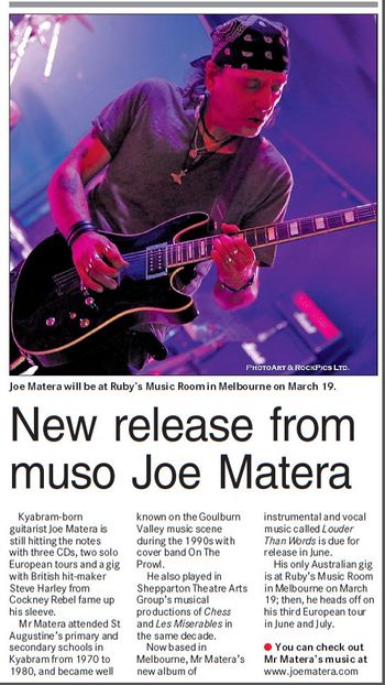 'New Release From Muso Joe Matera' - Shepparton News, Feb. 26, 2015 (AUS)
