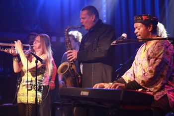 Duo Laroo/Byrd Meets the Rockacademie@LeusdenJazzFest, Leusden, NL 21Sep2013: (L to R) Saskia Laroo-Trp, Alexander Beets-TnrSax, Warren Byrd-Keys
