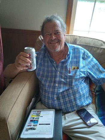 John enjoys a cold one at the house concert in White Bluff, TN! Cheers!
