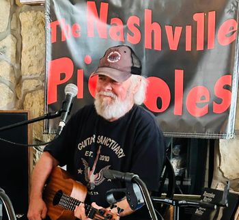 The Mighty Bob on Uke Bass at our house concert in White Bluff, TN June 30, 2024
