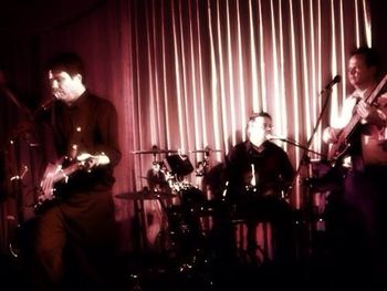 David (guitars), Kelly (drums) and Paul (bass) as Time Trip performs at Rotary Fundraiser (2014-02-08)

