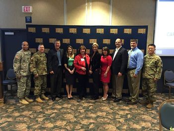 Tony with the USO and Army representatives at Fort Drum
