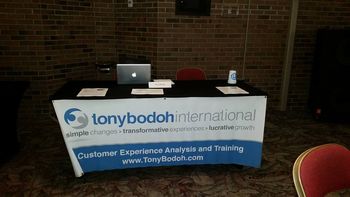 Set up at the Gulf Shores, Orange Beach annual conference before delivering the keynote "CX Tipping Points"
