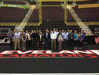 Tony with Dave Austin and the front office, marketing and sales teams for the Cleveland Cavaliers
