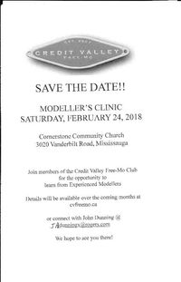 Credit Valley Free-mo Modellers' Clinic - word received that this has been CANCELLED