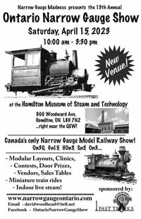 Narrow Gauge Madness  15th Annual Ontario Narrow Gauge Show.     NOTE NEW VENUE