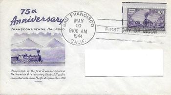 1944 FDC 75th anniversary of the transcontinental railroad
