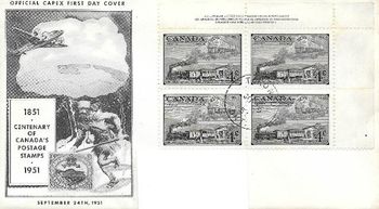 1951 FDC centenary of postage stamps
