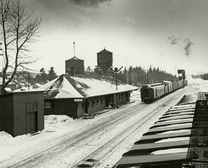 A panoramic view of the station area at Holeb, Me., by Philip R. Hastings. OL Collection