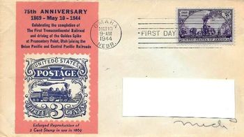 1944 FDC 75th anniversary of the transcontinental railroad
