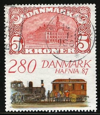 851 1987. HAFNIA philately exhibition. Coincidentally 140 years of Danish railways
