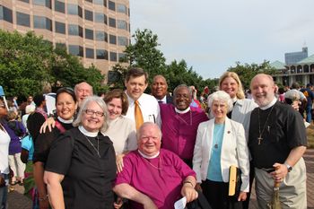 Chip with Bishop Michael Curry and NC clergy and laeity at Moral Monday March in Raleigh, NC
