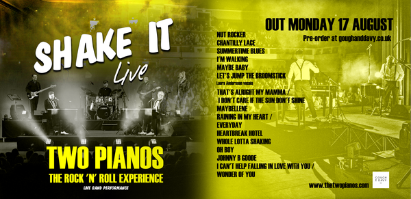 Live CD Featuring 17 hits from the Two Pianos Show.

Featuring Live 6 piece Band. 