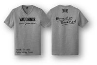 Unisex V Neck T with "VAUGHNIE" logo