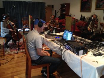 Recording session April 2014: Imogen Manins, Adam Simmons, Gérard Vandenbrocque and engineer Chris Wilson
