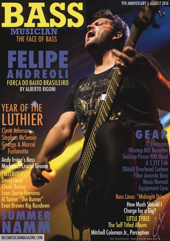 Cover story and Interview on Bass Musician Aug. 2016
