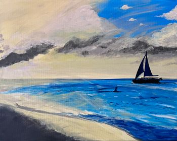 "Morning Sail", acrylic, marker
