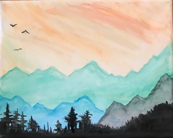"Waving Mountains", watercolor
