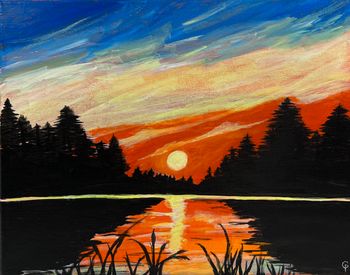 "Sunset at Summer's End", acrylic
