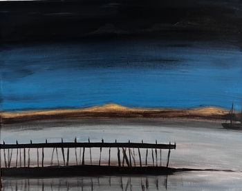 "Black & blue old dock", acrylic
