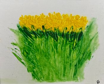 "Daffodils", acrylic palette knife
