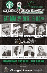 "Songwriters Singing For Coffee" ™ hits the Downtown Art Crawl featuring ELLA MAE BOWEN, MARCUS HUMMON, CHRIS ROBERTS, AUTUMN MCENTIRE, SCOTT REEVES, JEFF COHEN, PETE SALLIS, GREG FRIIA