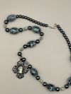Black and Grey Necklace with Cross Pendant