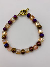 Purple and Amber Glass Bracelet
