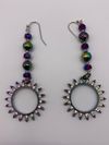 Iridescent Earrings with Sunburst Rhinestone Dangles