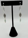 Green and Pink Earrings with Floral Connectors
