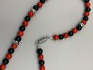 Red Ceramic and Black Onyx Necklace