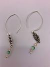 Green and Pink Earrings with Floral Connectors