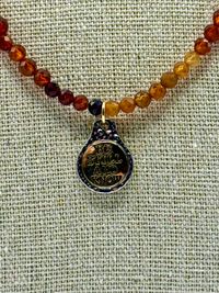 18" ombre garnet necklace with Be Still and Know pendant