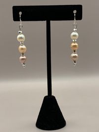 Pearl Earrings with Silver Trim