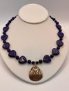 Lapis Necklace with white bronze pendant