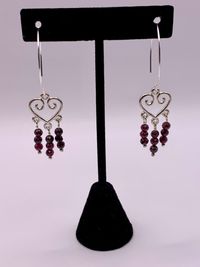 Purple Garnet Heart Chandelier Earrings
